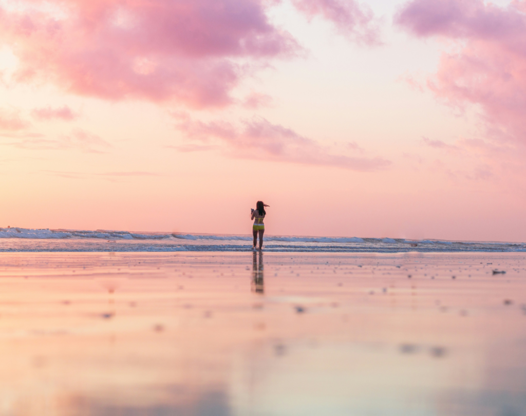 woman focusing on herself