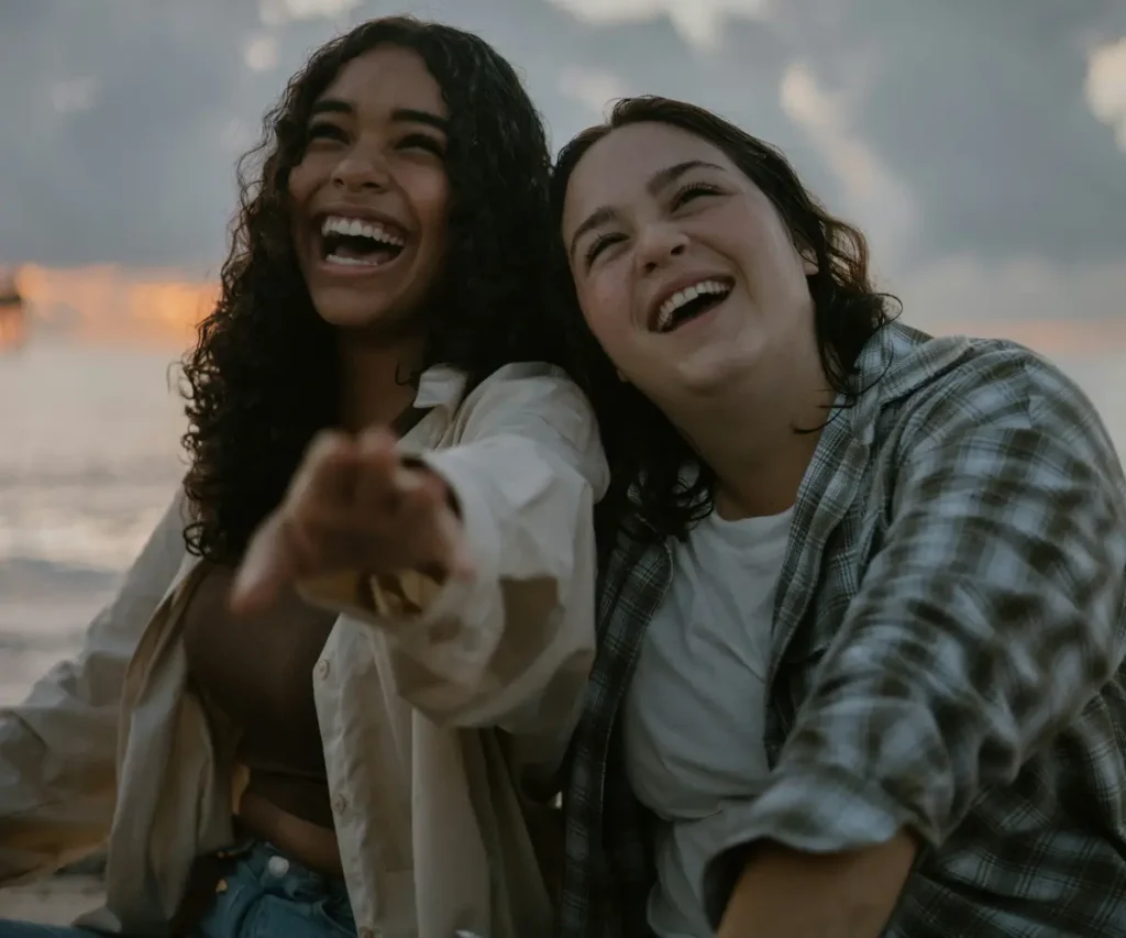 two laughing women