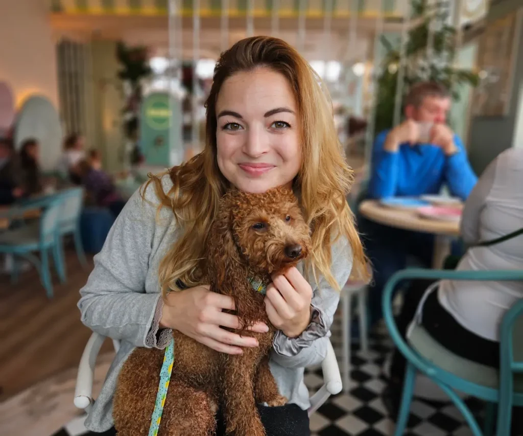 woman and her poodle
